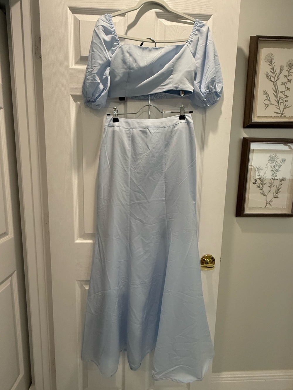 Forever 21 Light Blue High-Waist Maxi Skirt set  size small